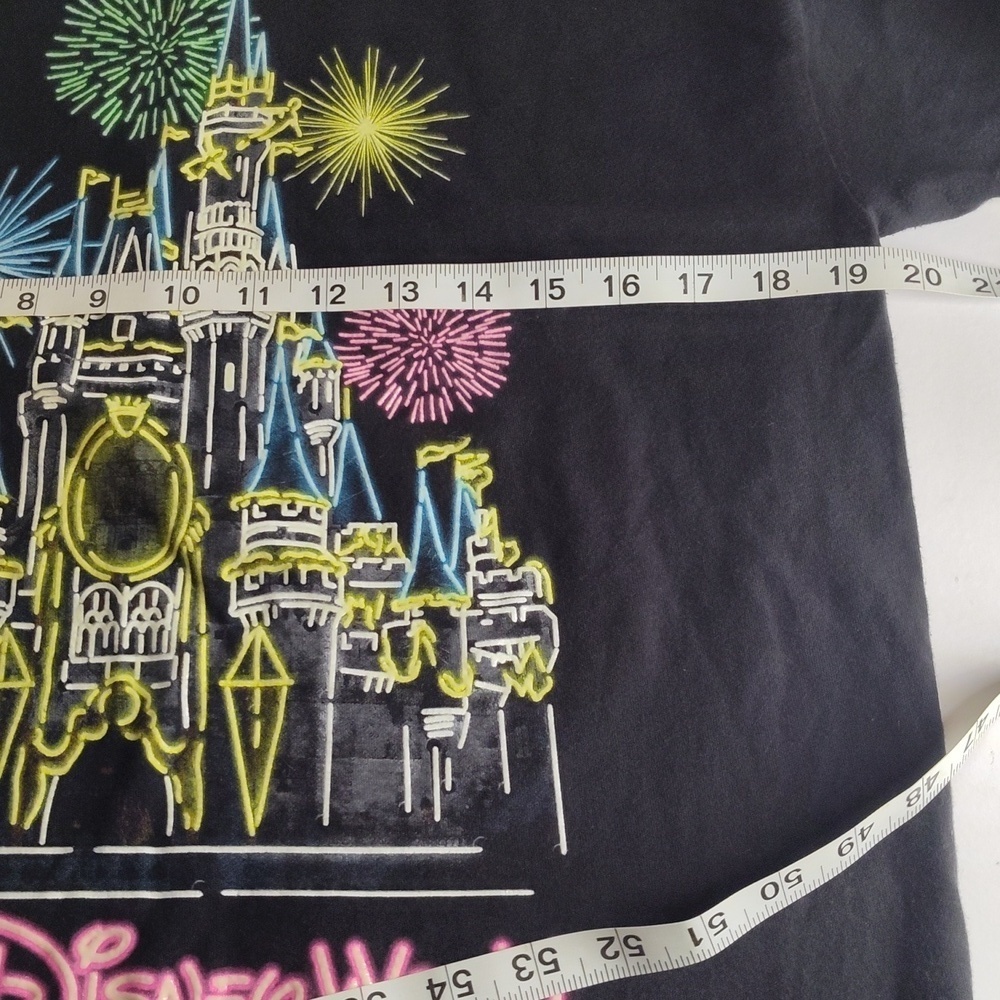 Disney Parks Walt Disney World Neon Lights Castle Black T-shirt Size Medium - Picture 2 of 5